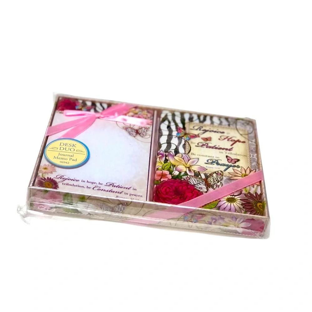 Pooch & Sweetheart Zebra Floral Scripture Boxed Desk Duo Set (96942)Romans 12:12